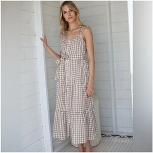 Marea Gingham Siesta Dress in Dune
